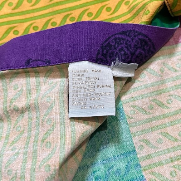 Vintage Perry Ellis Shirt Large Multicolor Patchwork Design Grandad Collar 90s - Picture 9 of 9